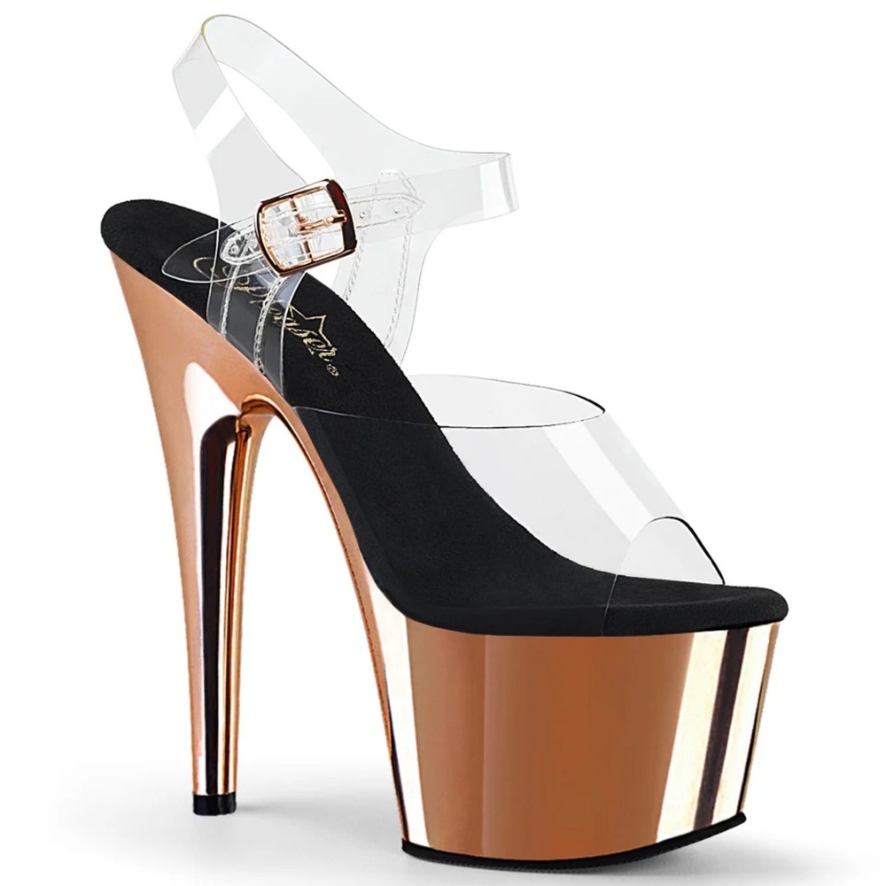 Pleaser Rose Gold Platform Heels